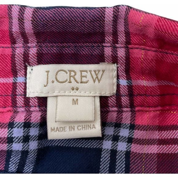 Womens J Crew Mid Weight Cotton Plaid Long Sleeve Pullover Top M Button up - Picture 5 of 6